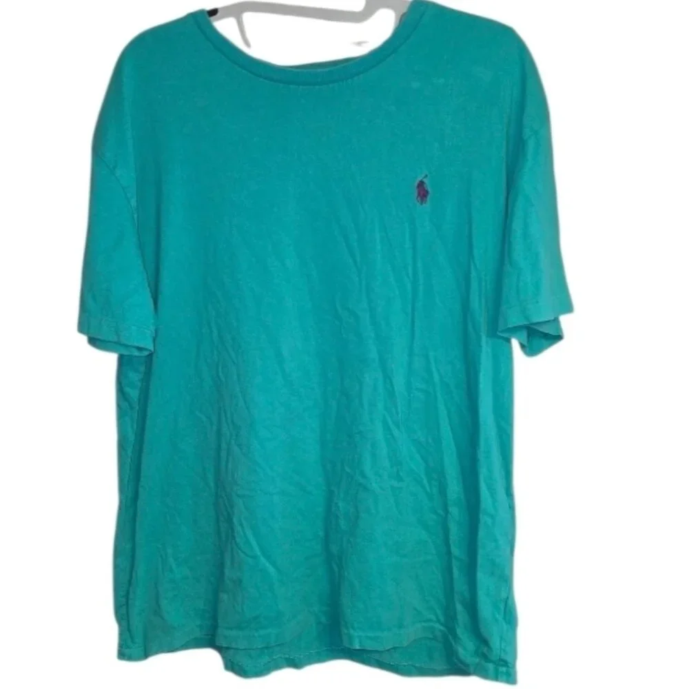Polo Ralph Lauren Teal Tee Shirt Mens Large Embroidered Logo